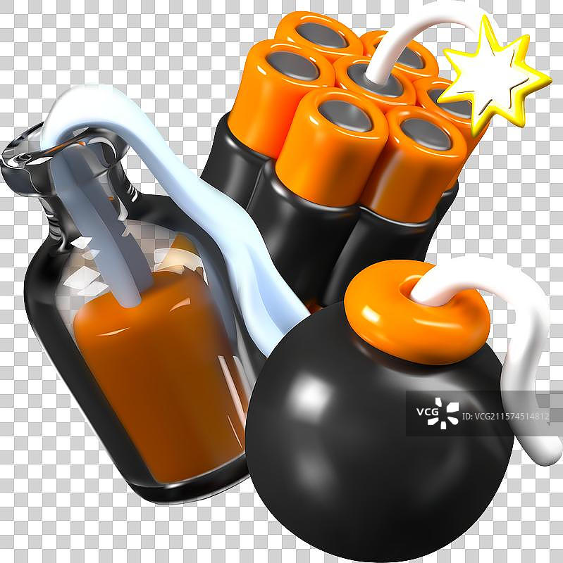 3D风格的游戏爆炸物品集合图片素材