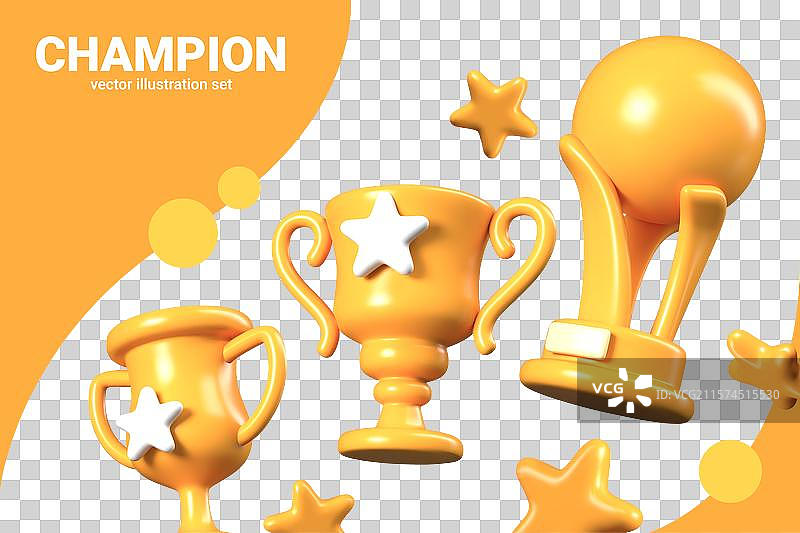 冠军庆典的节日3D元素集合图片素材