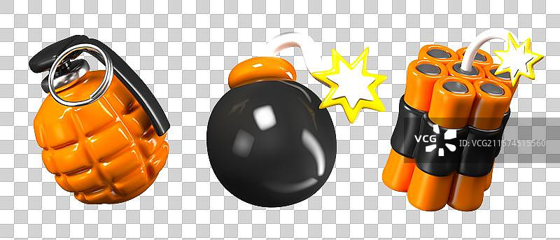 各种类型的手榴弹炸药组合图片素材