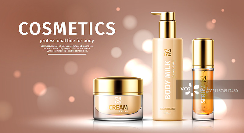 化妆品产品模板：牛奶精华和面霜图片素材