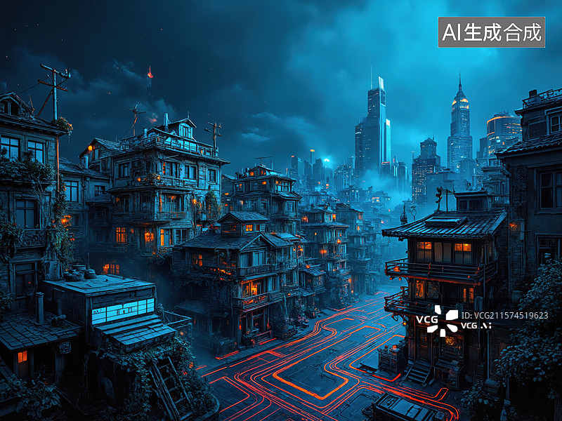 【AI数字艺术】未来都市夜景图片素材