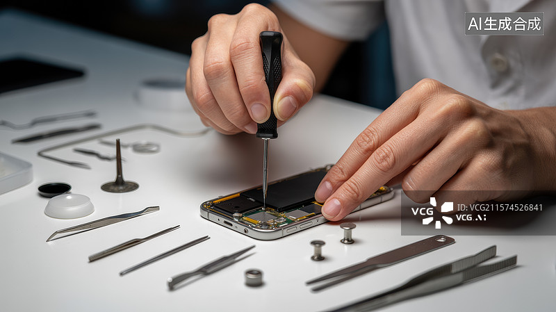 【AI数字艺术】技术人员正在维修手机图片素材