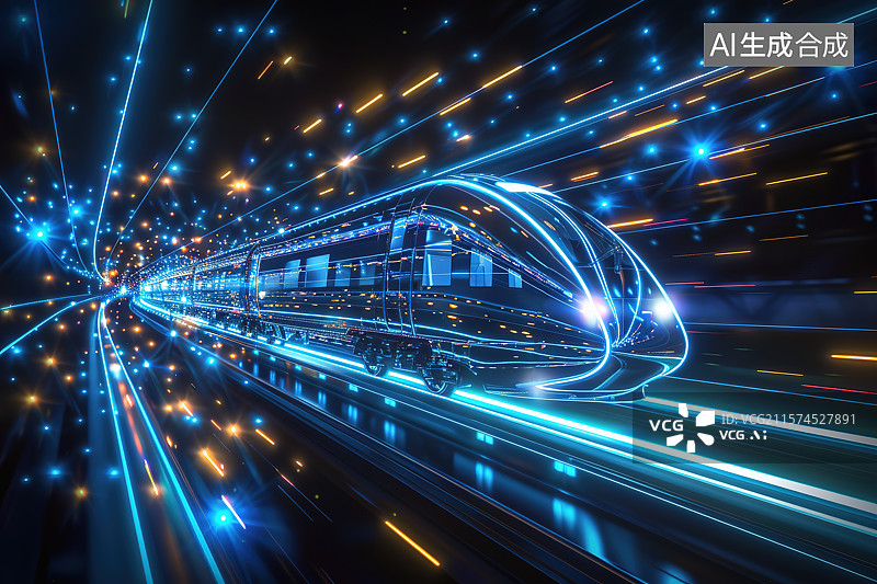【AI数字艺术】通往未来科技世界高速列车图片素材