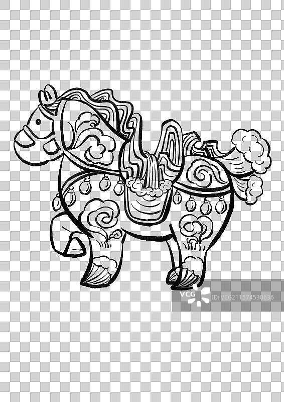 国潮风马年插画元素-马上登科图片素材