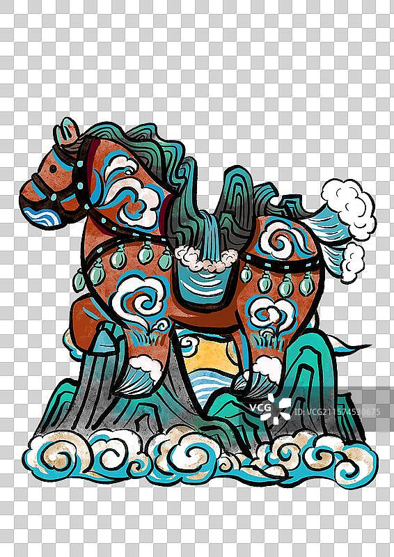 国潮风马年插画元素-马上登科图片素材