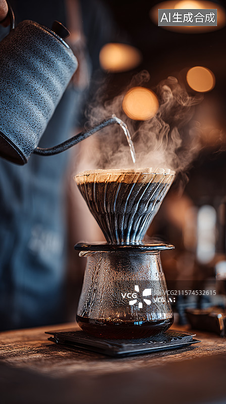 【AI数字艺术】手冲咖啡的醇香时光图片素材