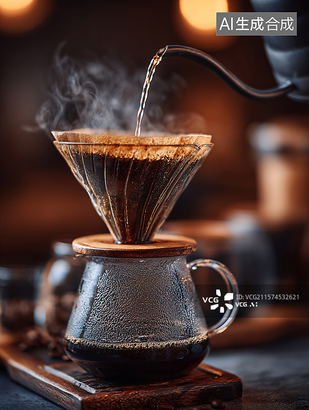 【AI数字艺术】手冲咖啡的醇香时光图片素材