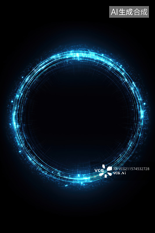 【AI数字艺术】蓝色圆环背景图片素材