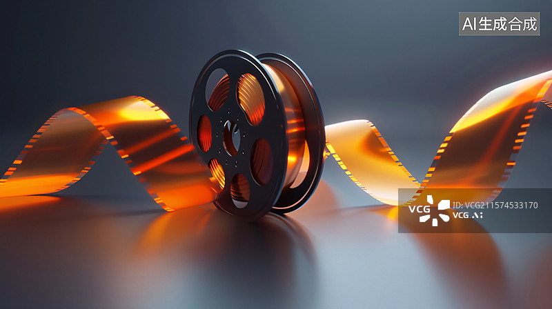 【AI数字艺术】电影胶片卷轴特写图片素材