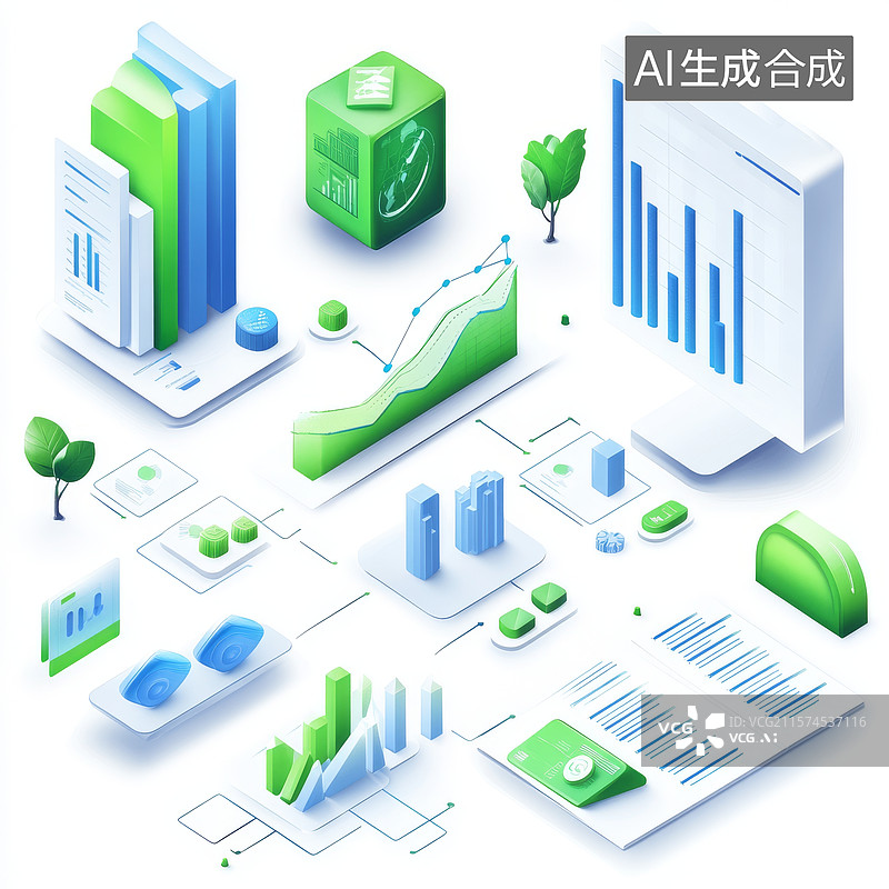 【AI数字艺术】商务数据分析与图表展示图片素材