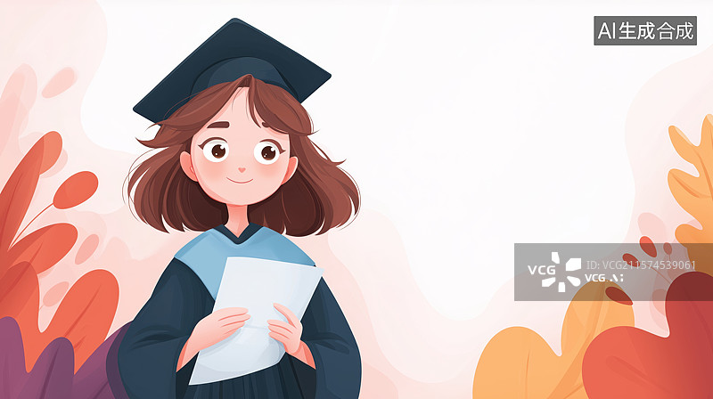 【AI数字艺术】毕业学子手捧书籍微笑图片素材
