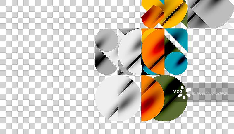 彩色美丽的圆形、半圆形和方形图片素材