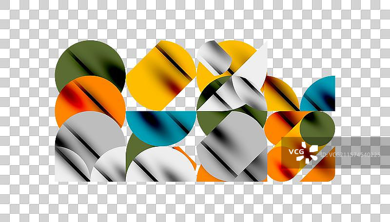 色彩斑斓的圆形、半圆形和方形图片素材