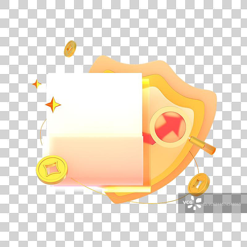 3D金融财富投资储蓄安全主题插画元素图片素材