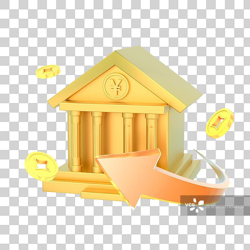 3D金融银行保险箱安全储蓄主题插画元素图片素材