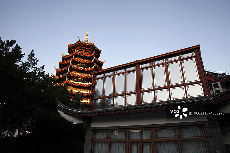 广西百色市田州古城木塔夕照图片素材