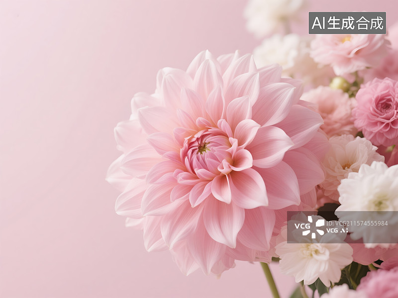 【AI数字艺术】粉柔大丽・浪漫花簇柔粉调图片素材