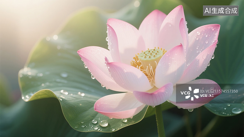 【AI数字艺术】3d荷花池塘荷叶莲蓬花瓣水面夏日场景图片素材