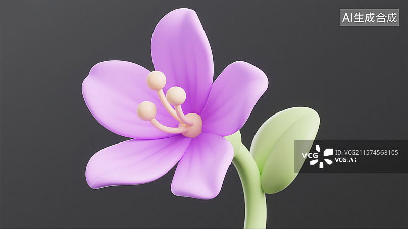 【AI数字艺术】创意3D卡通紫荆花图案香港回归纪念日抽象商业背景白底清新色彩杂志插图书籍封面金融科技海报年会主题背景图片素材