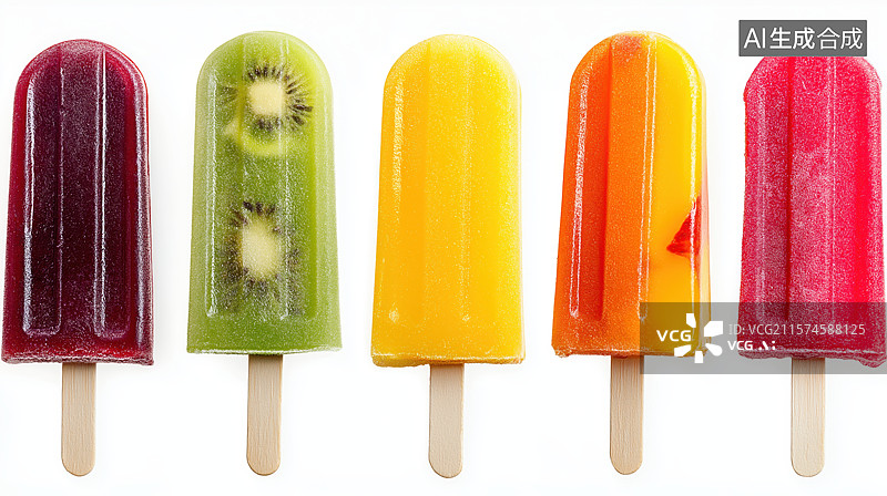 【AI数字艺术】五彩缤纷的冰棒排列图片素材