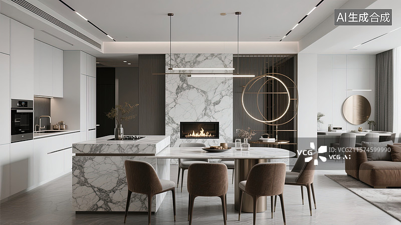 【AI数字艺术】现代简约餐厅的温馨图片素材