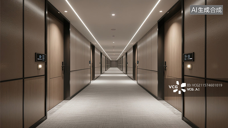 【AI数字艺术】酒店走廊的静谧时光图片素材