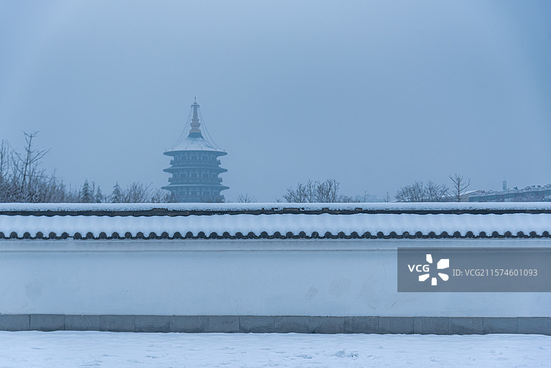 冬季被白雪覆盖的洛阳老城隋唐洛阳城图片素材