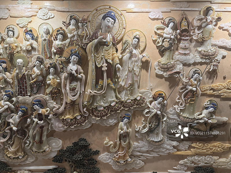 南京牛首山佛顶宫雕刻佛像图片素材