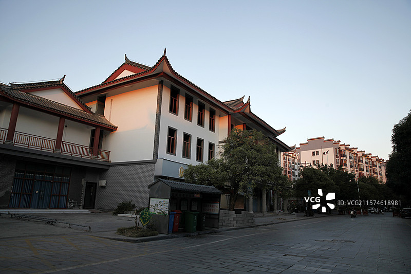 广西百色市田州区田州古城夕照图片素材