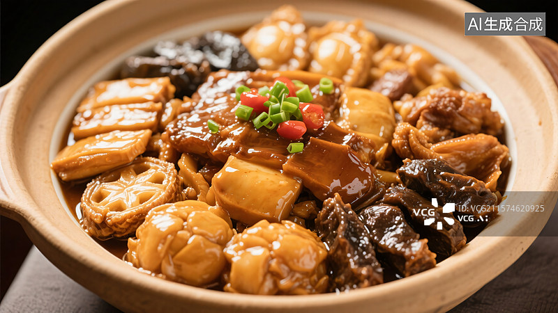 【AI数字艺术】传统中式盆菜盛宴图片素材