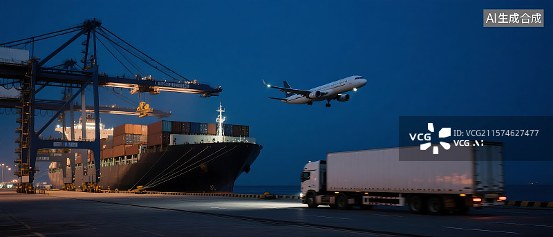 【AI数字艺术】国际物流主题海报插画图片素材