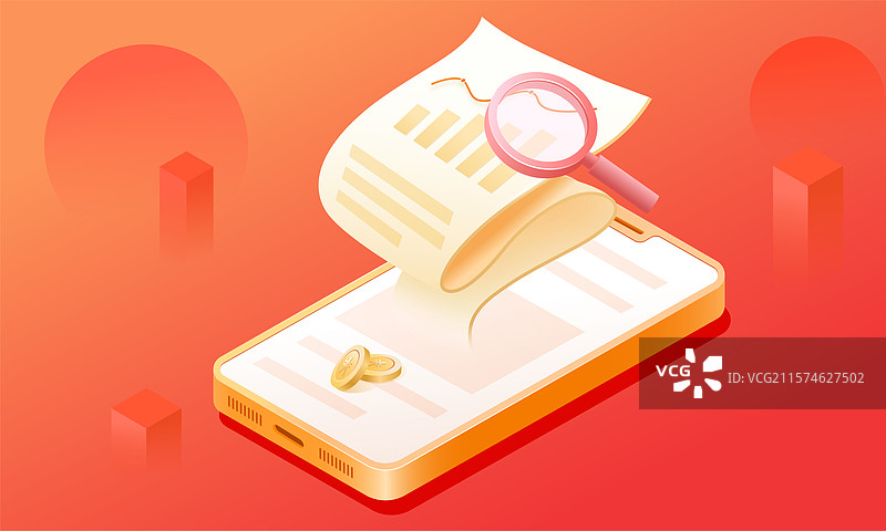 放大镜搜索手机账单图片素材
