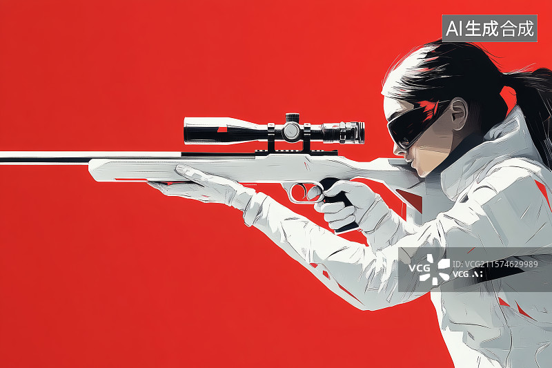 【AI数字艺术】手拿狙击步枪，戴着墨镜的运动员图片素材