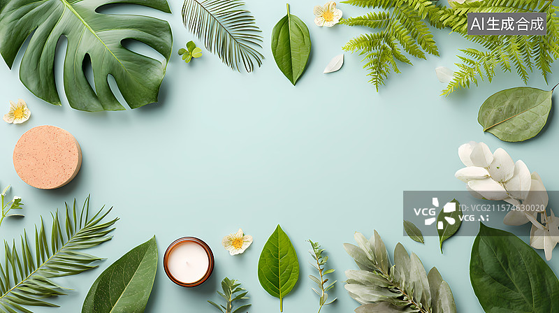 【AI数字艺术】绿色植物与物件组合图片素材
