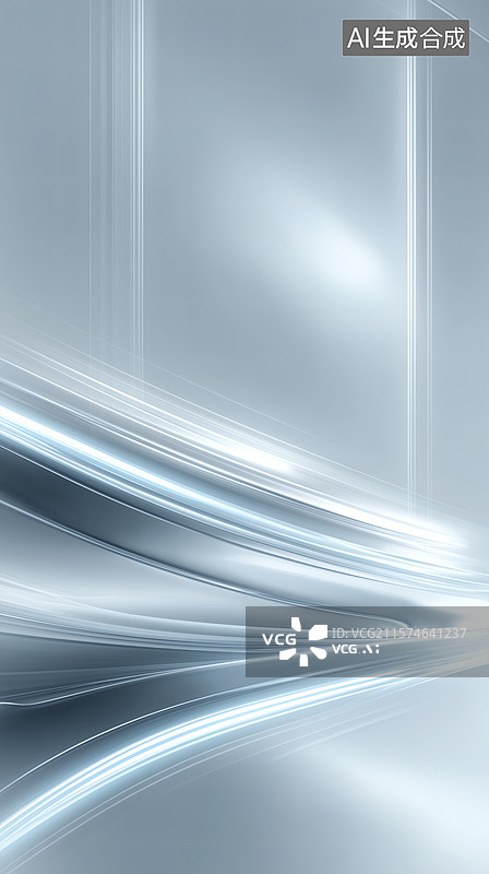 【AI数字艺术】优雅的银灰色曲线抽象背景图片素材