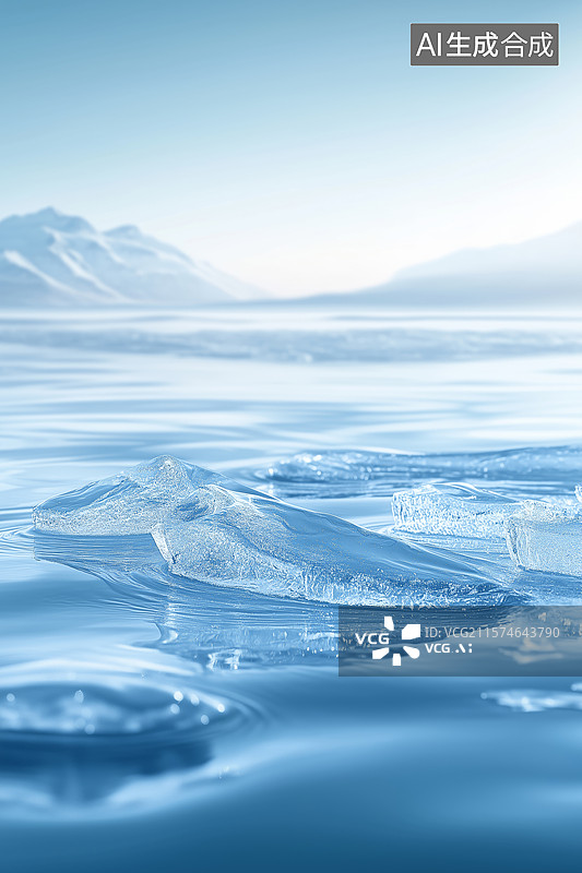 【AI数字艺术】冰与水的纯净交融图片素材