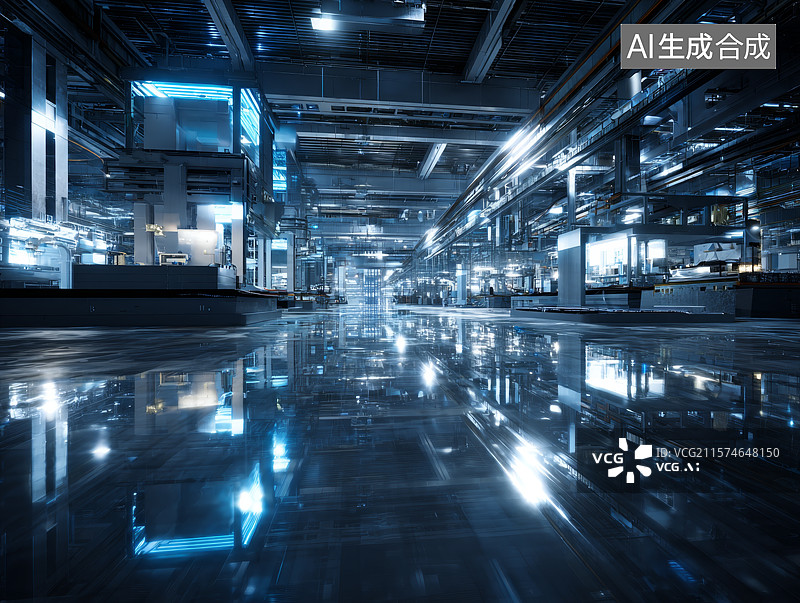 【AI数字艺术】科技工厂芯片制造，汽车实验室流水线图片素材
