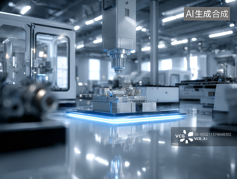 【AI数字艺术】科技工厂芯片制造，汽车实验室流水线图片素材