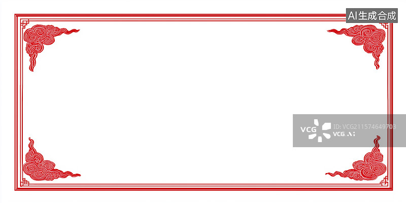 【AI数字艺术】红色国风边框图片素材