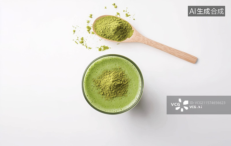 【AI数字艺术】抹茶饮品清新视觉图片素材