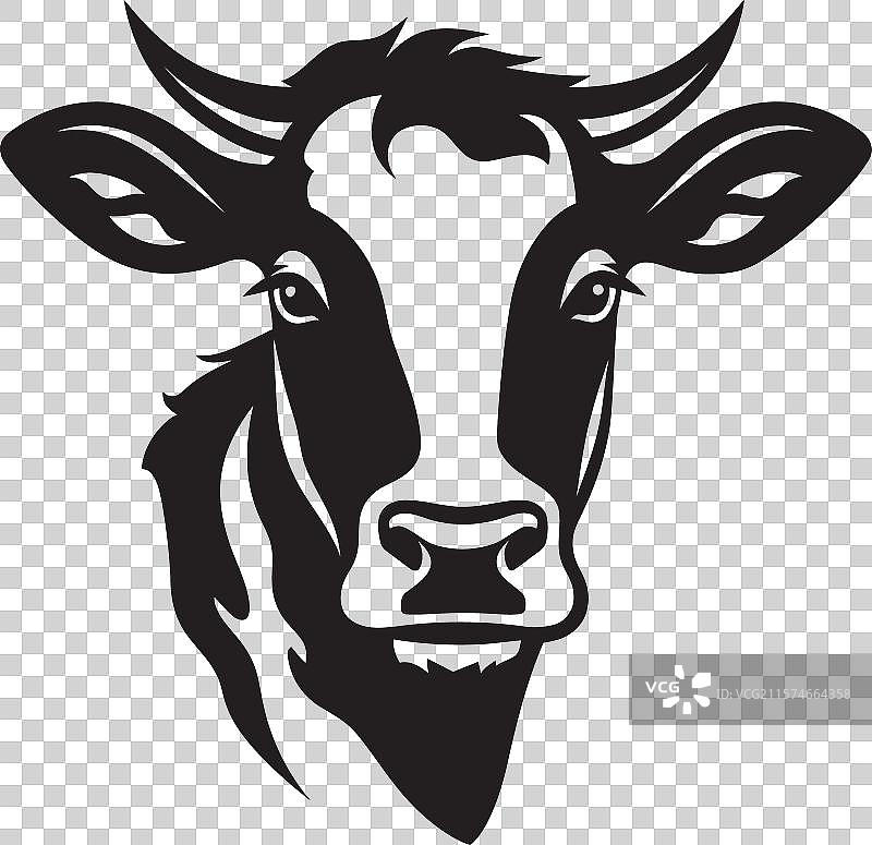 黑色奶牛标志图标，用于娱乐行业图片素材