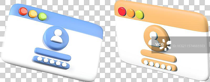 不同颜色的3D用户账户卡图片素材