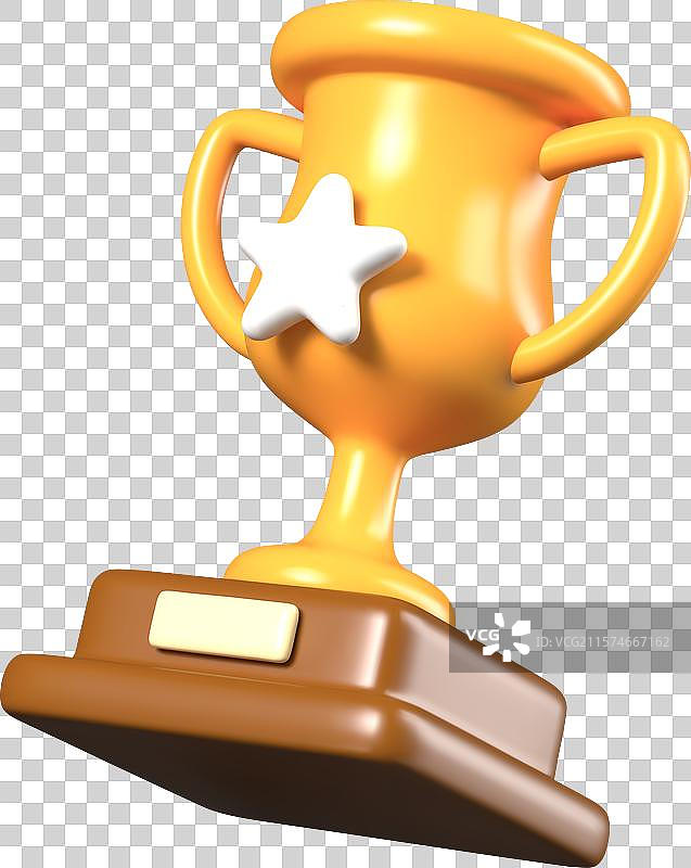 优雅的金杯放在木制底座上，空白盘子用于图片素材