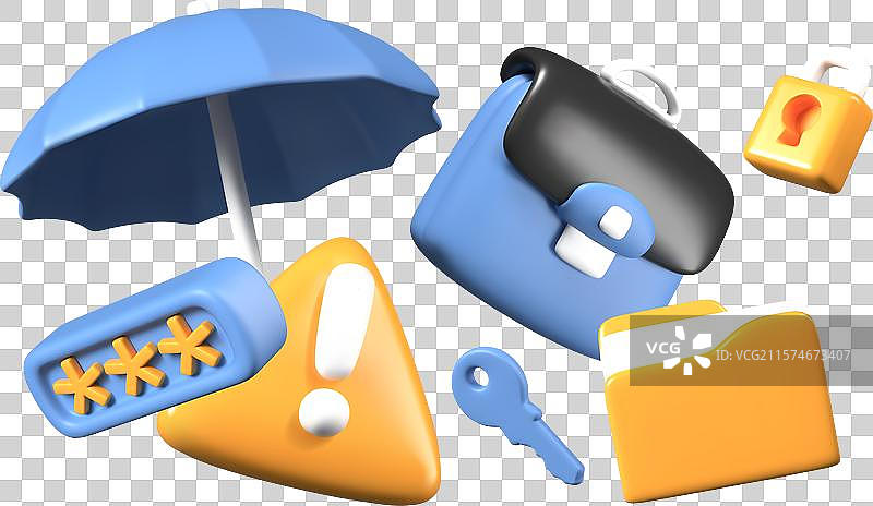 带有文件的伞形公文包锁文件夹图片素材