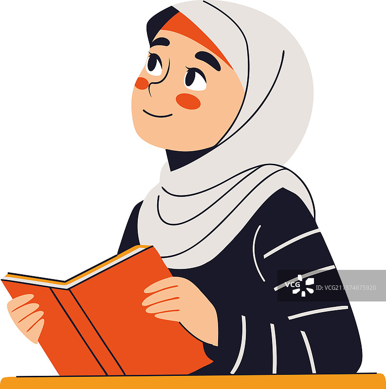 思考教育的戴头巾学生图片素材