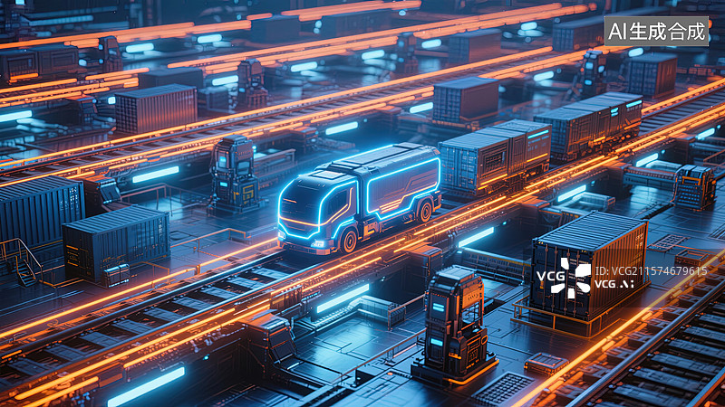 【AI数字艺术】未来城市智能物流图片素材