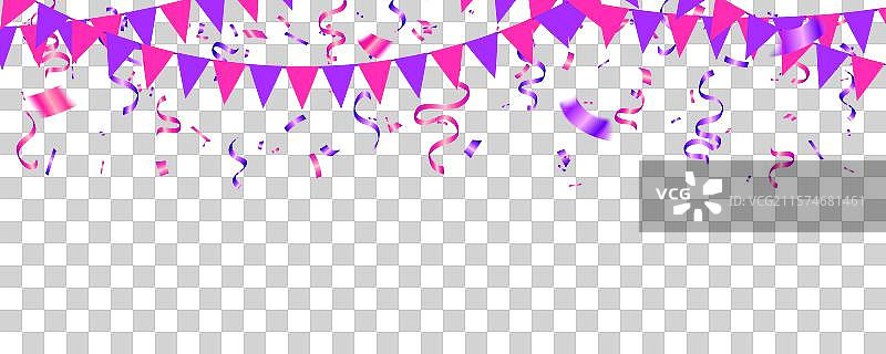 紫色和粉色三角旗串挂饰图片素材