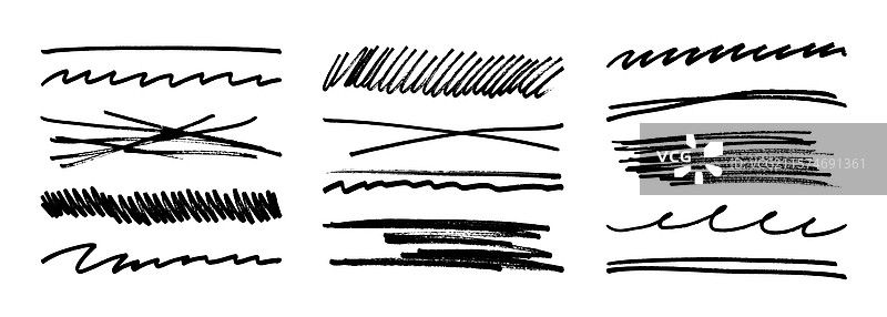 下划线笔触记号笔涂鸦图片素材