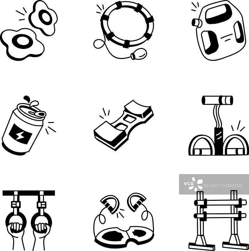 手绘健身锻炼图标集图片素材