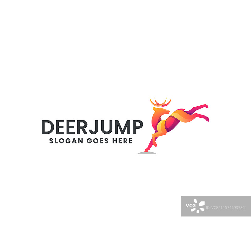 彩色渐变的跳跃鹿标志图片素材